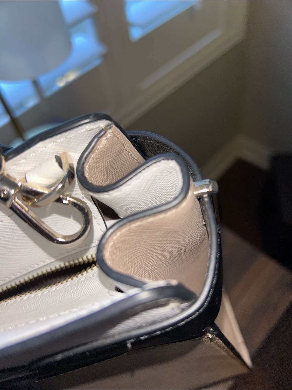 kate spade Two-Tone Cream and White Satchel with Black Trim- EUC - Picture 8 of 15